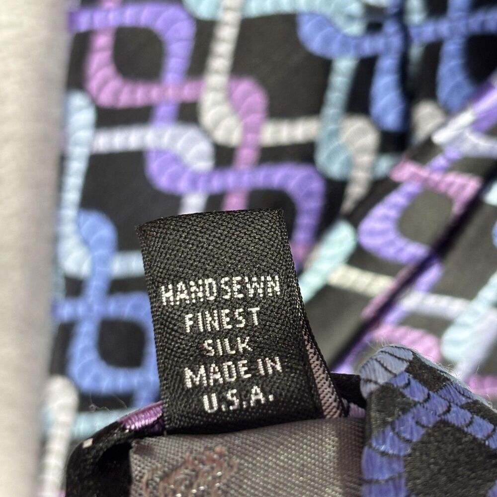 Robert Talbott Tie Mens Silk Geometric Rope Pattern Made USA Blue Purple Classic - Picture 8 of 10